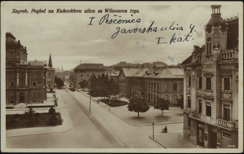 Zagreb : Pogled na Kukovićevu ulicu s Wilsonova trga.