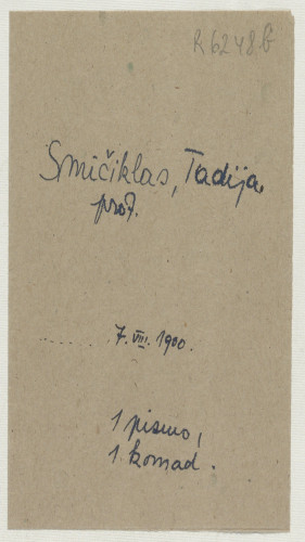 Pismo Tadije Smičiklasa Ivanu Kostrenčiću : 7. VIII. 1900. 