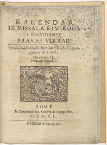 Kalendar iz Missala rimskoga i Spovidanye pravae virae / istomacci ih slovinski Bartolomeo Kassicch ..