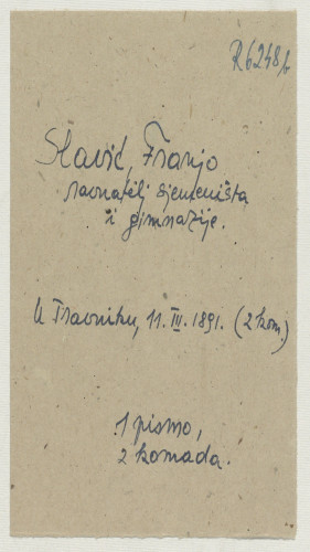 Pismo Franje Slavića Ivanu Kostrenčiću : Travnik, 11. III. 1891. 