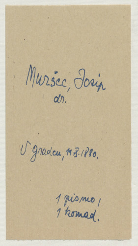 Pismo Josipa Muršeca Ivanu Kostrenčiću : Gradac, 11. X. 1880. 