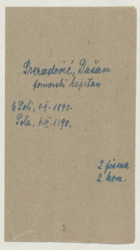 Pisma Dušana Preradovića Ivanu Kostrenčiću : Pula, 1. II. i 6. IV. 1890. 