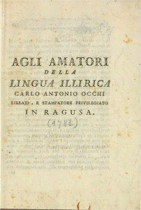 Agli amatori della lingua illirica   / Carlo Antonio Occhi.