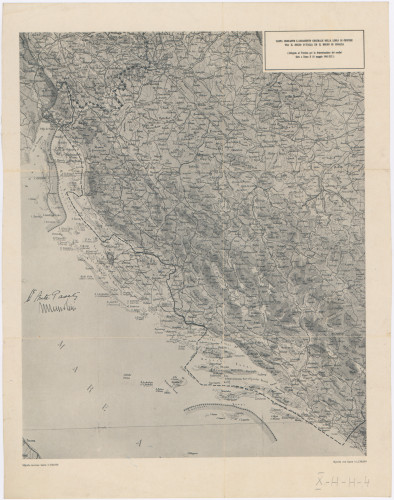 Carta indicante l'andamento generale della linea di confine tra il regno d'Italia ed il regno di Croazia : Allegata al trattato per lo determinazione dei confini fatto a Roma il 18 Magio 1941.