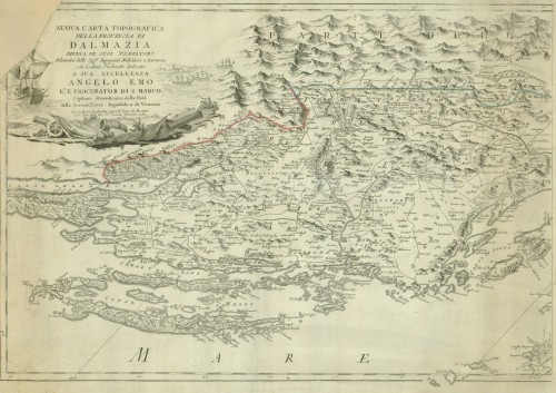 Nuova carta topografica della provincia di Dalmazia   : divisa ne suoi territori  / delineata dalli ing. Melchiori e Zavoreo e da Ludovico Furlanetto.