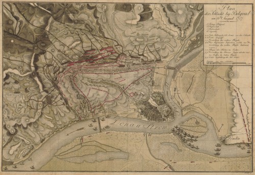 Plan der Schlacht bei Belgrad am 16 ten August 1717.   / Strohe sc.