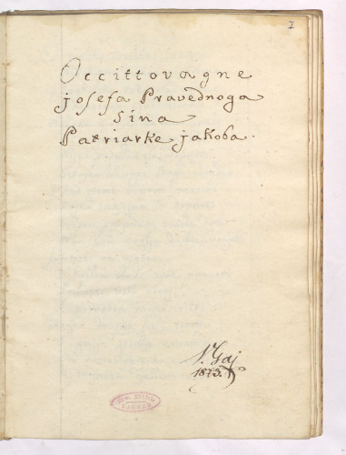 Occittovagne Josefa Pravednoga sina Patriarke Jakoba 